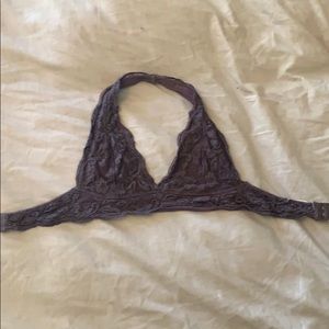 Gray lace halter bralette